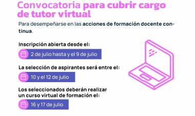 CAPACITACIÓN DOCENTE 2024: EDUCACIÓN ABRE CONVOCATORIA PARA CUBRIR CARGO DE TUTOR VIRTUAL
