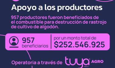 EL GOBIERNO PROVINCIAL PAGÓ A PRODUCTORES EL COMBUSTIBLE PARA QUE AVANCEN CON LA DESTRUCCIÓN DE LOS RASTROJOS DE ALGODÓN