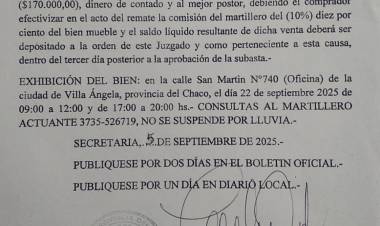 EDICTO DE AVISO DE REMATE