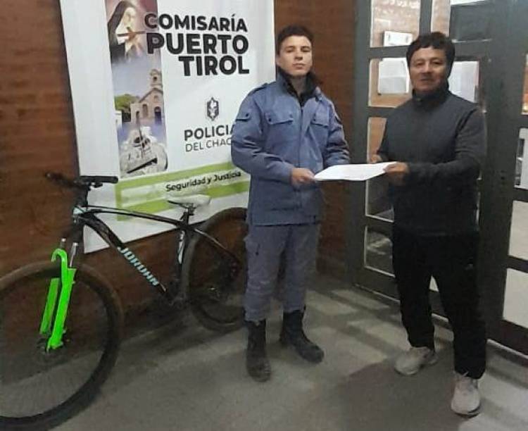 RECUPERARON UNA BICICLETA VALUADA EN 500 MIL PESOS 